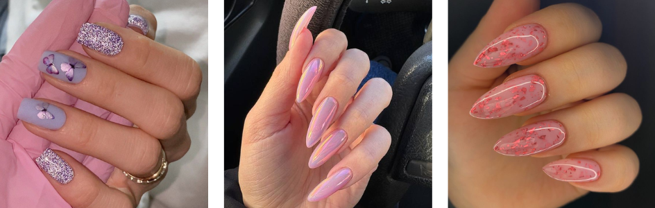 весенний маникюр с блёстками